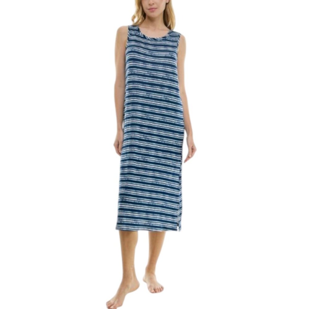 Roudelain Women's Printed Sleeveless Nightgown - Quartz Stripe Size Small